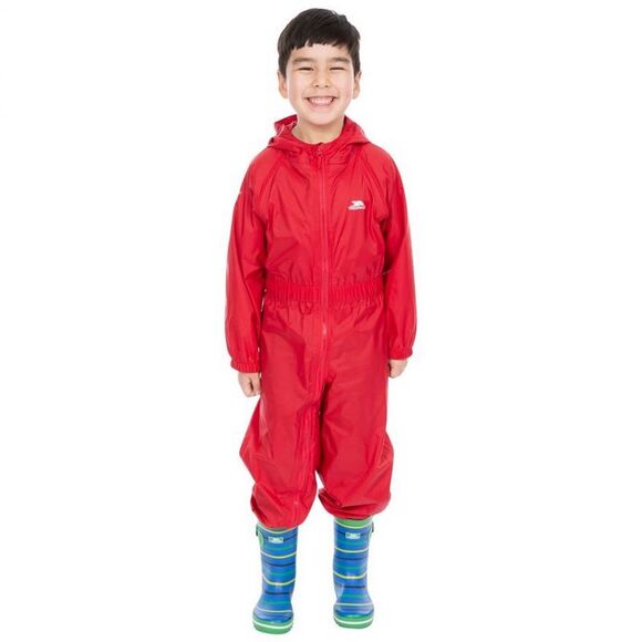 Trespass Childrens/Kids Button Rain Suit / Red